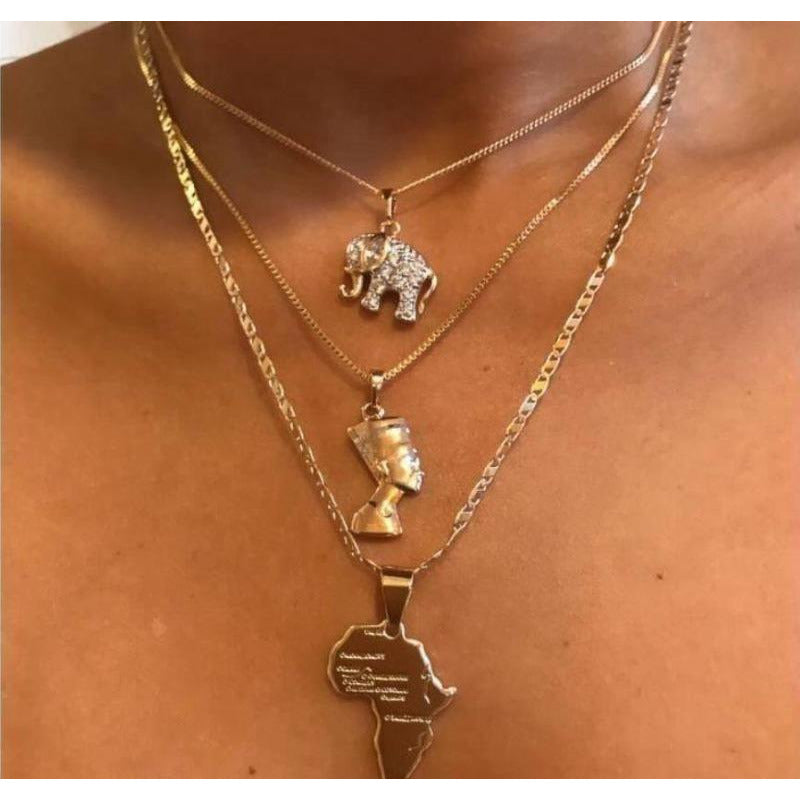 MOTHERLAND - LAYERED NECKLACES FASHION SET - Itgirl Accessories Store